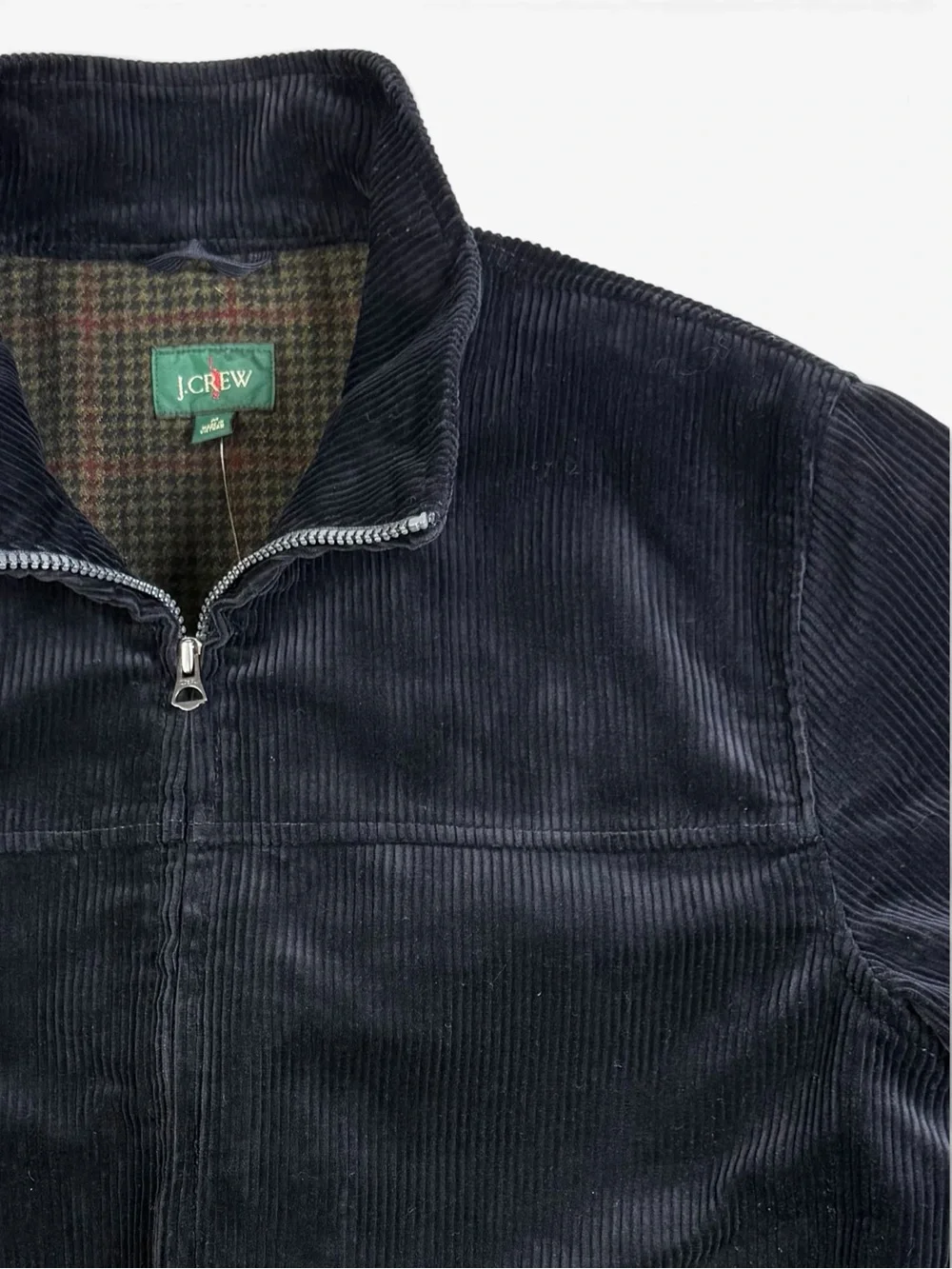 J.Crew Dark Navy Corduroy Bomber Jacket Plaid Wool Lined Men’s Medium NWT